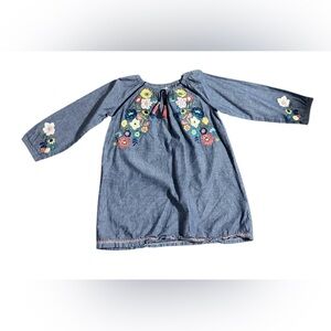 Mud Pie 4T Denim Embroidered Dress